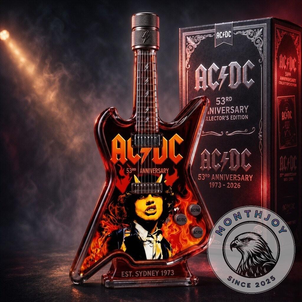 ACDC 53rd Anniversary Guitar Shaped Glass Bottle Decanter | MonthJoy