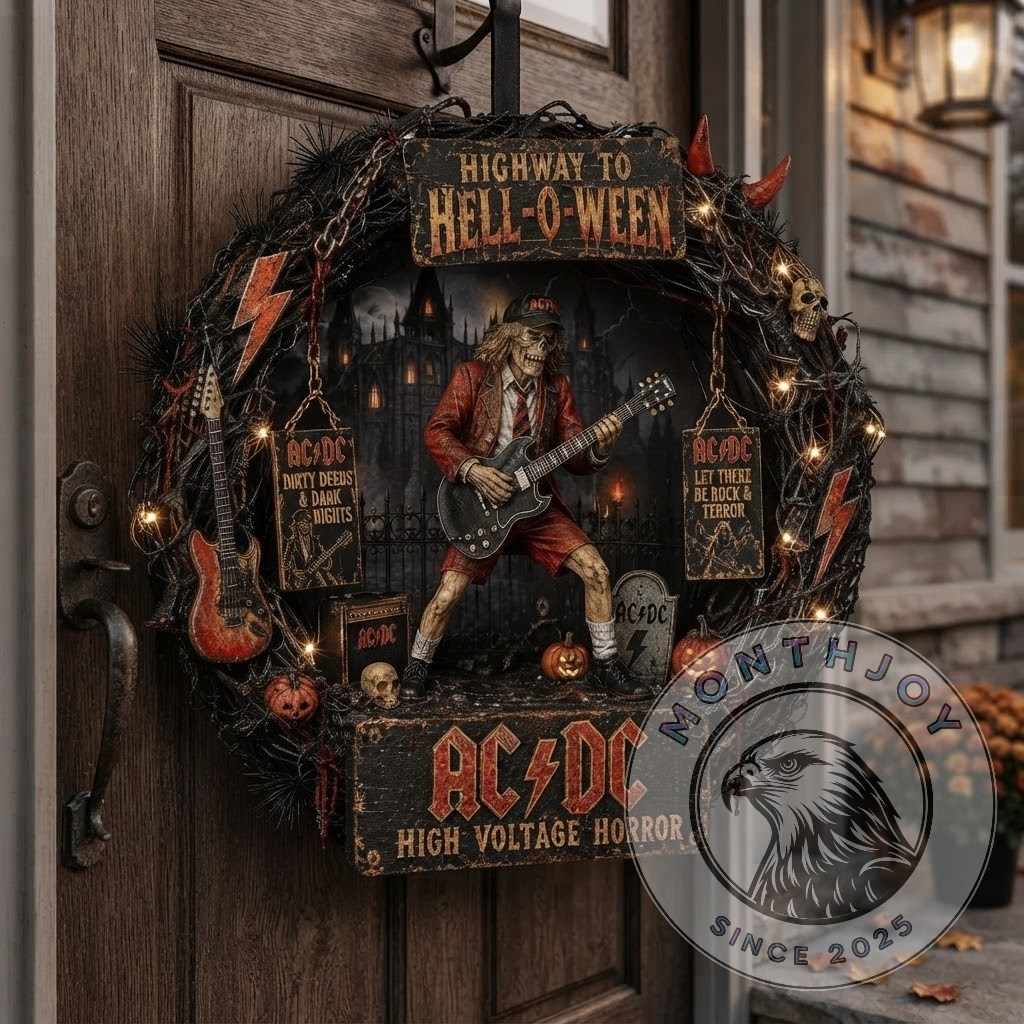 AC/DC Highway to Hell Halloween Horror Decorative Wreath - photo 3