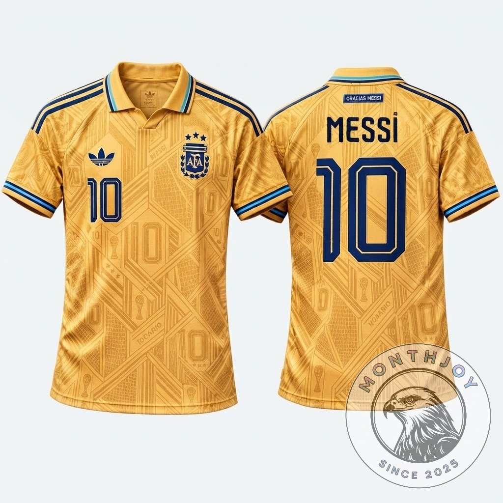 Adidas Argentina #10 GRACIAS Messi Gold Special Edition Tribute Soccer Jersey - photo 2