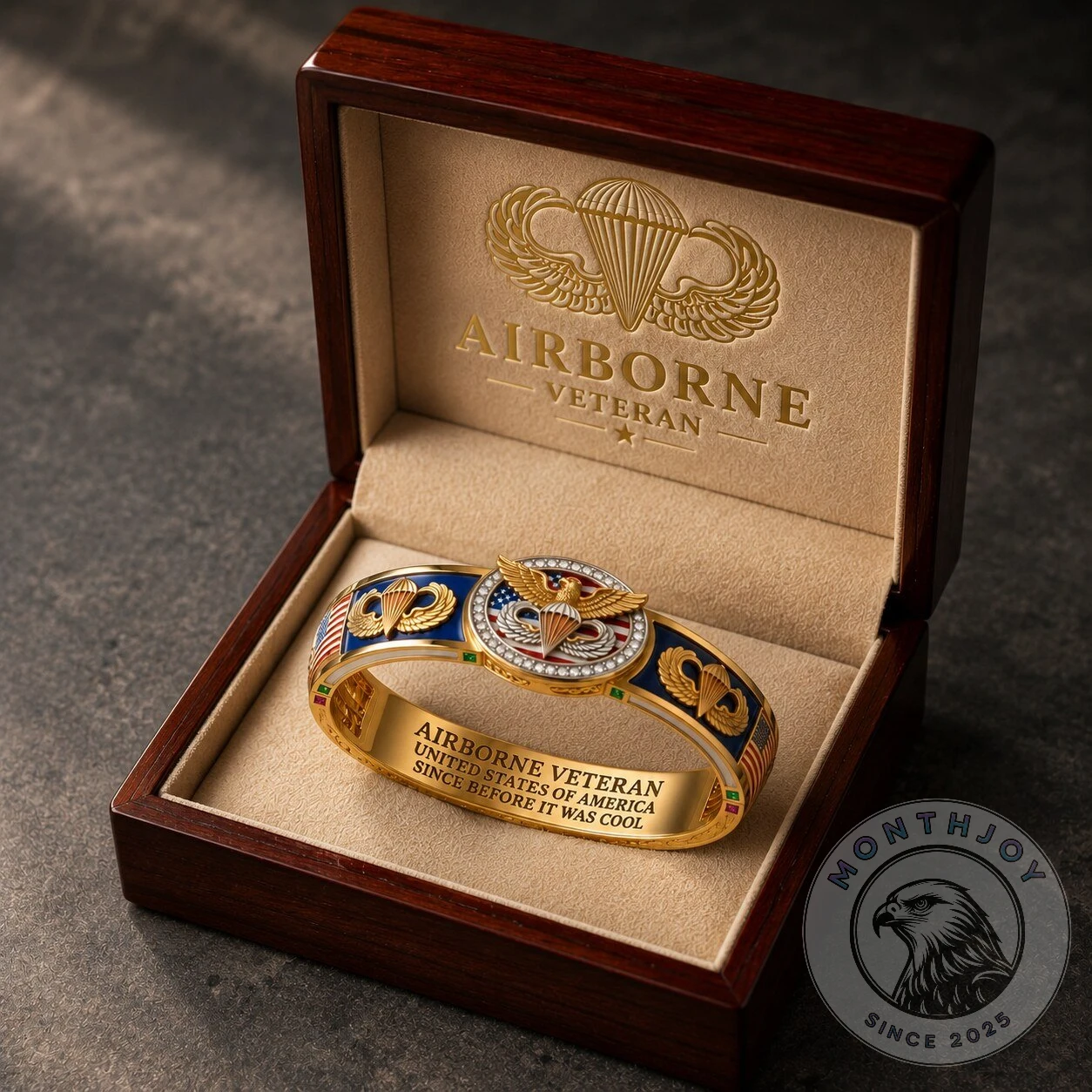 Airborne Veteran USA Since Before It Was Cool Bracelet - Detail View