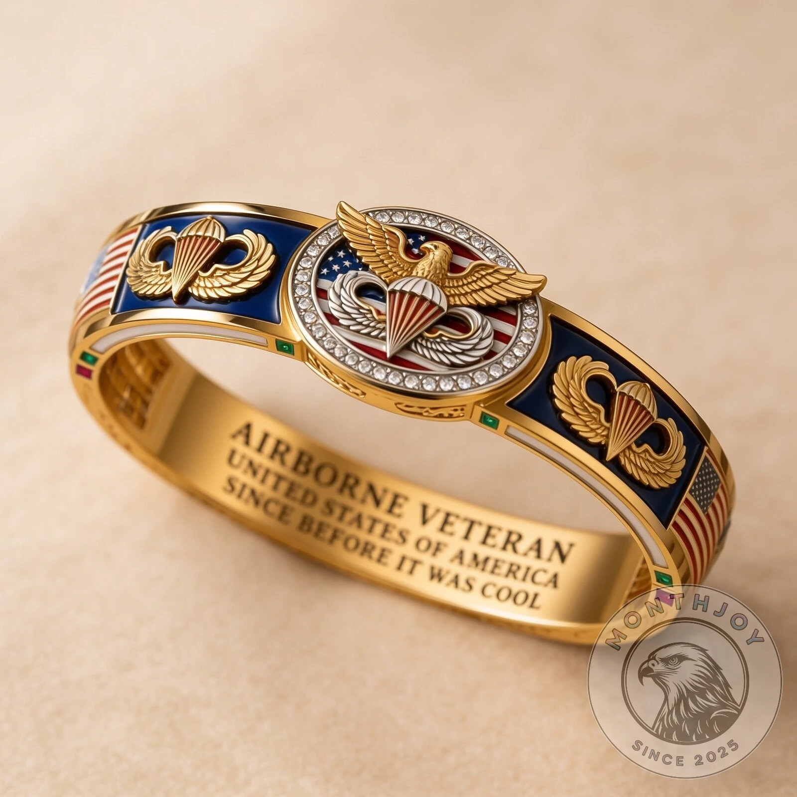 Airborne Veteran USA Since Before It Was Cool Bracelet - Front View