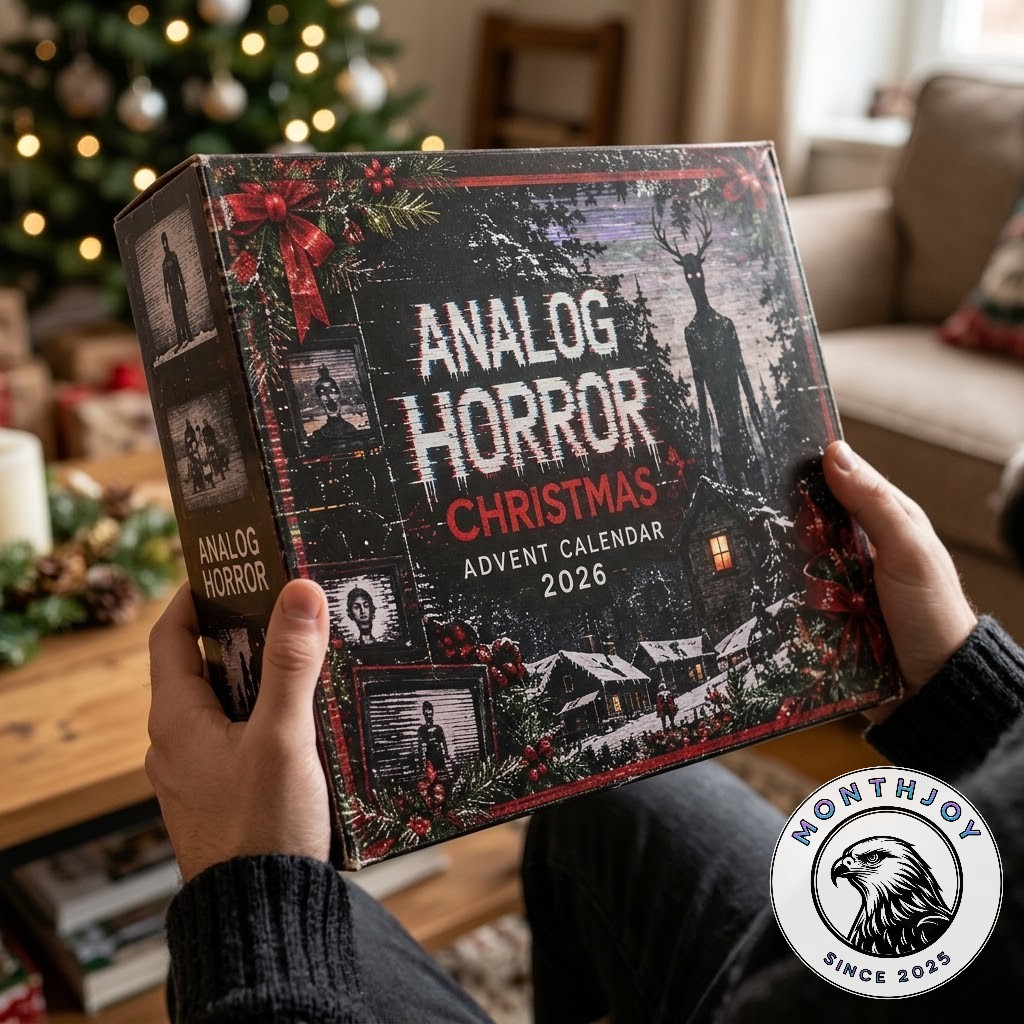 Analog Horror Christmas 2026 Advent Calendar - angled box view showing decorated side panel