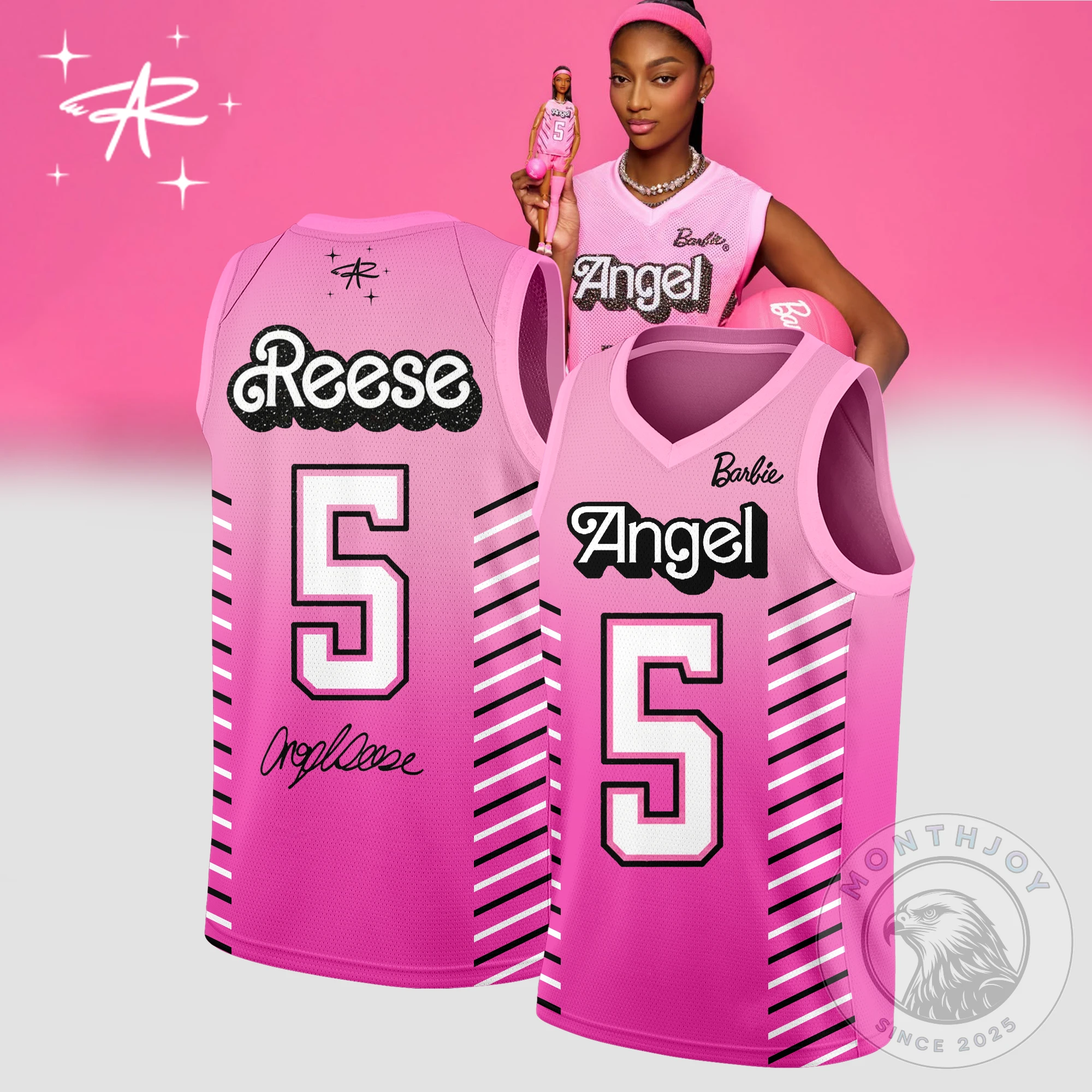 Angel Reese Barbie Angel #5 Basketball Jersey - Front View