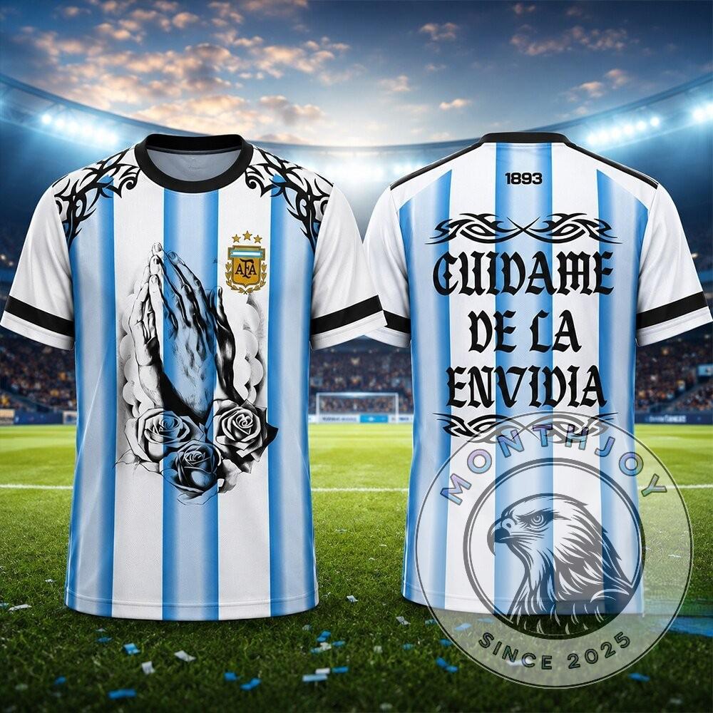 Argentina Praying Hands and Roses Soccer Jersey - Detail View