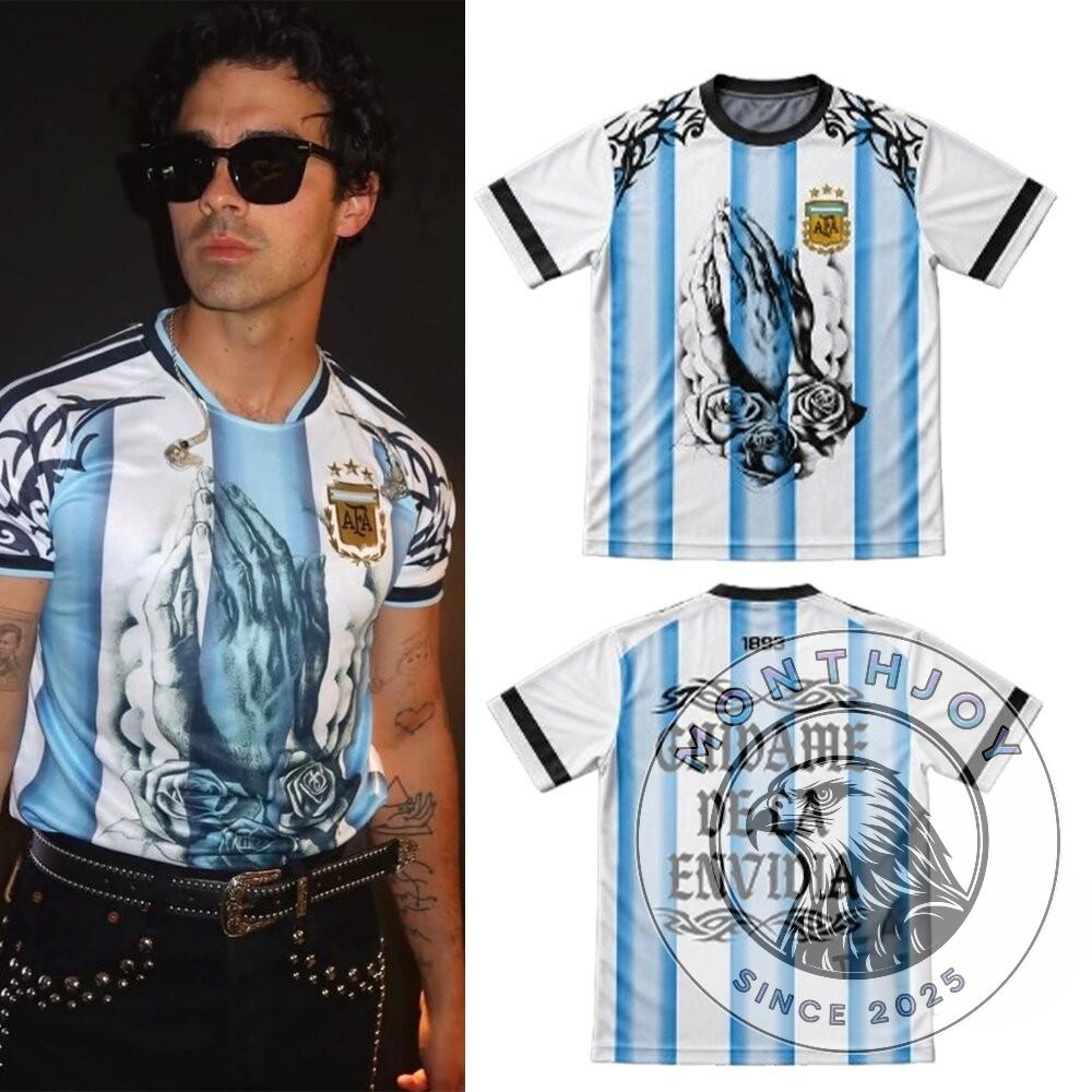 Argentina Praying Hands and Roses Soccer Jersey - Front View