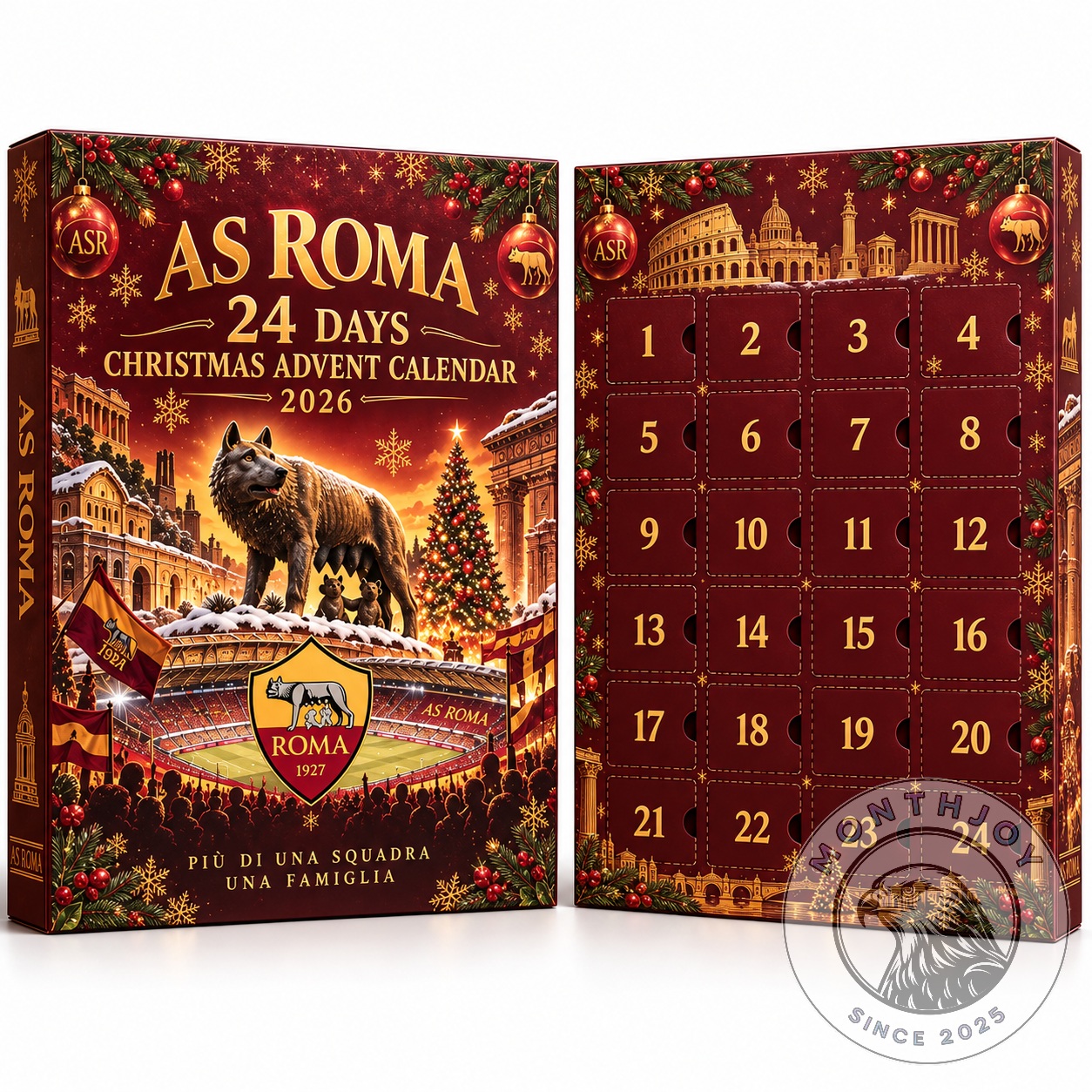 AS Roma 24 Days Christmas Advent Calendar 2026 - close view of AS Roma themed contents