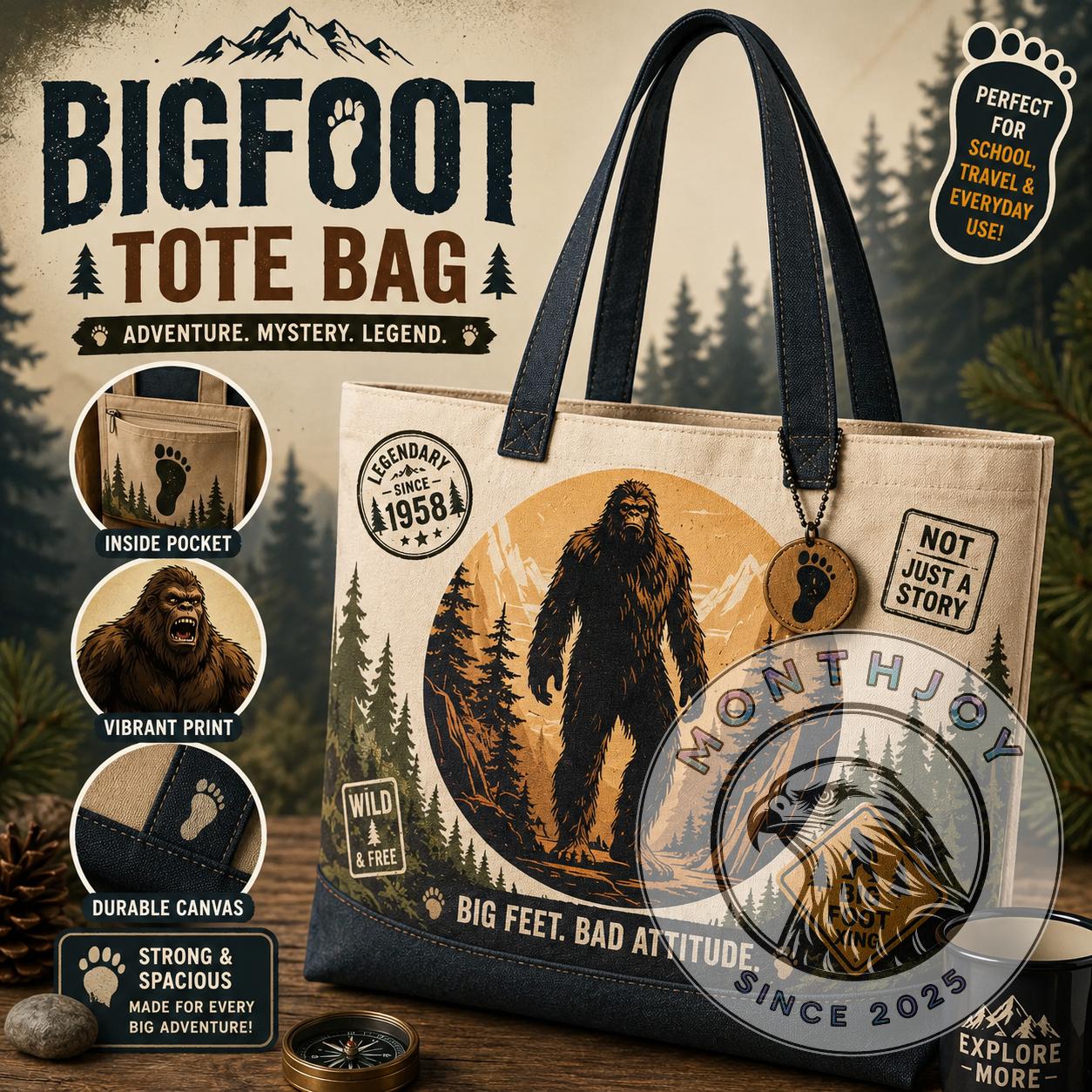 Bigfoot Legendary Since 1958 Wilderness Tote Bag - Front View