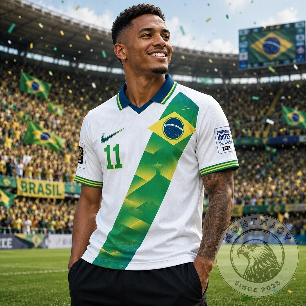 Brazil Christ the Redeemer FIFA World Cup 2026 Soccer Jersey - Detail View