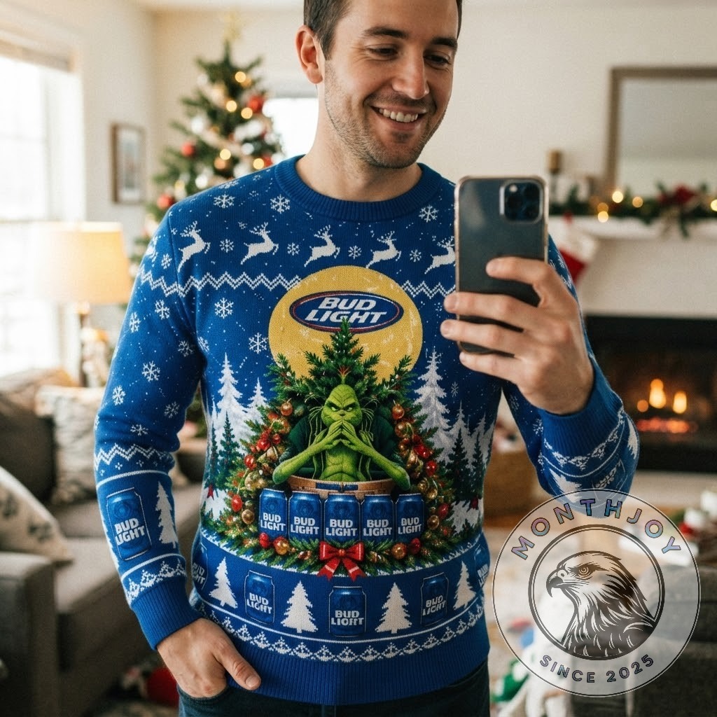 Bud Light x The Grinch Christmas Beer Can Ugly Christmas Sweater 2026 - photo 2