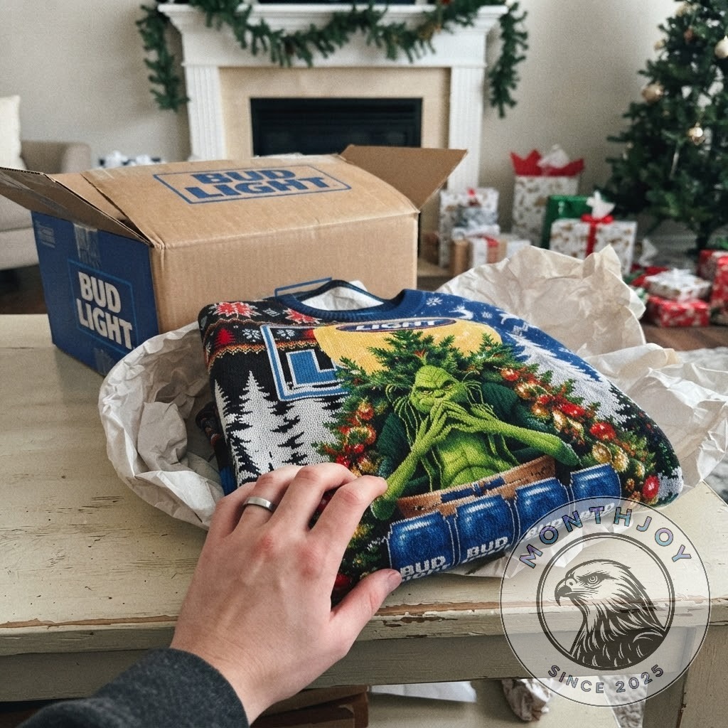 Bud Light x The Grinch Christmas Beer Can Ugly Christmas Sweater 2026 - photo 3