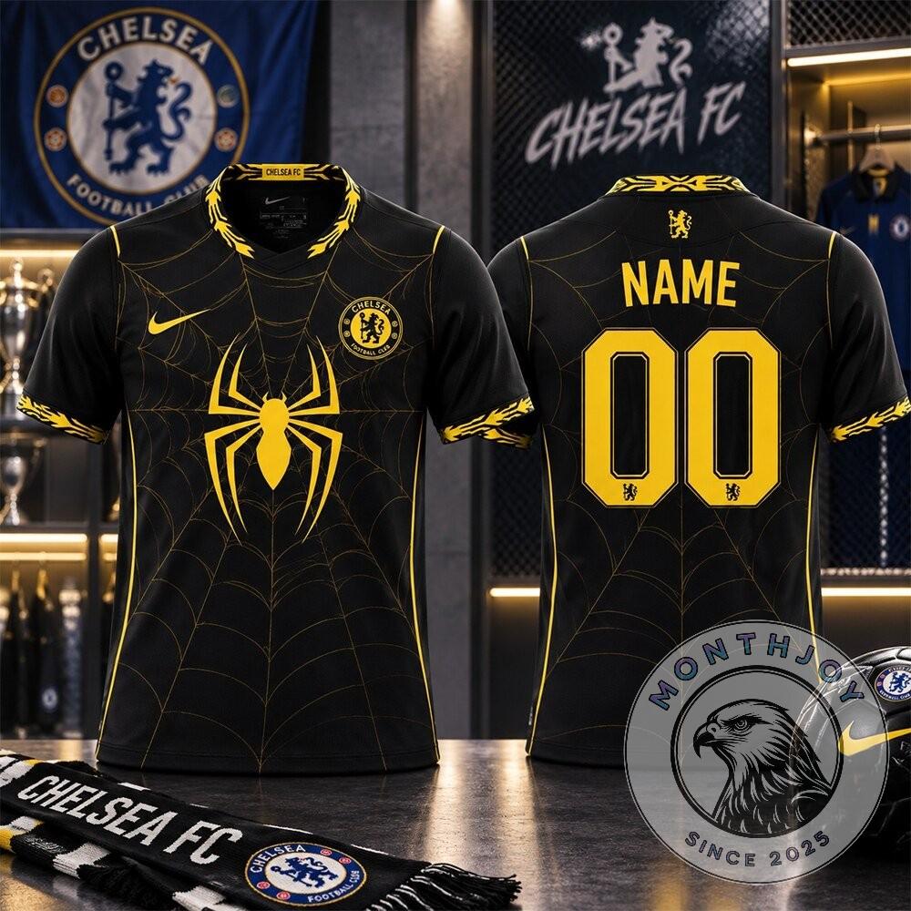 Chelsea FC Spider Web Custom Name Soccer Jersey - Detail View