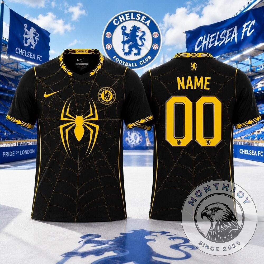 Chelsea FC Spider Web Custom Name Soccer Jersey - Front View