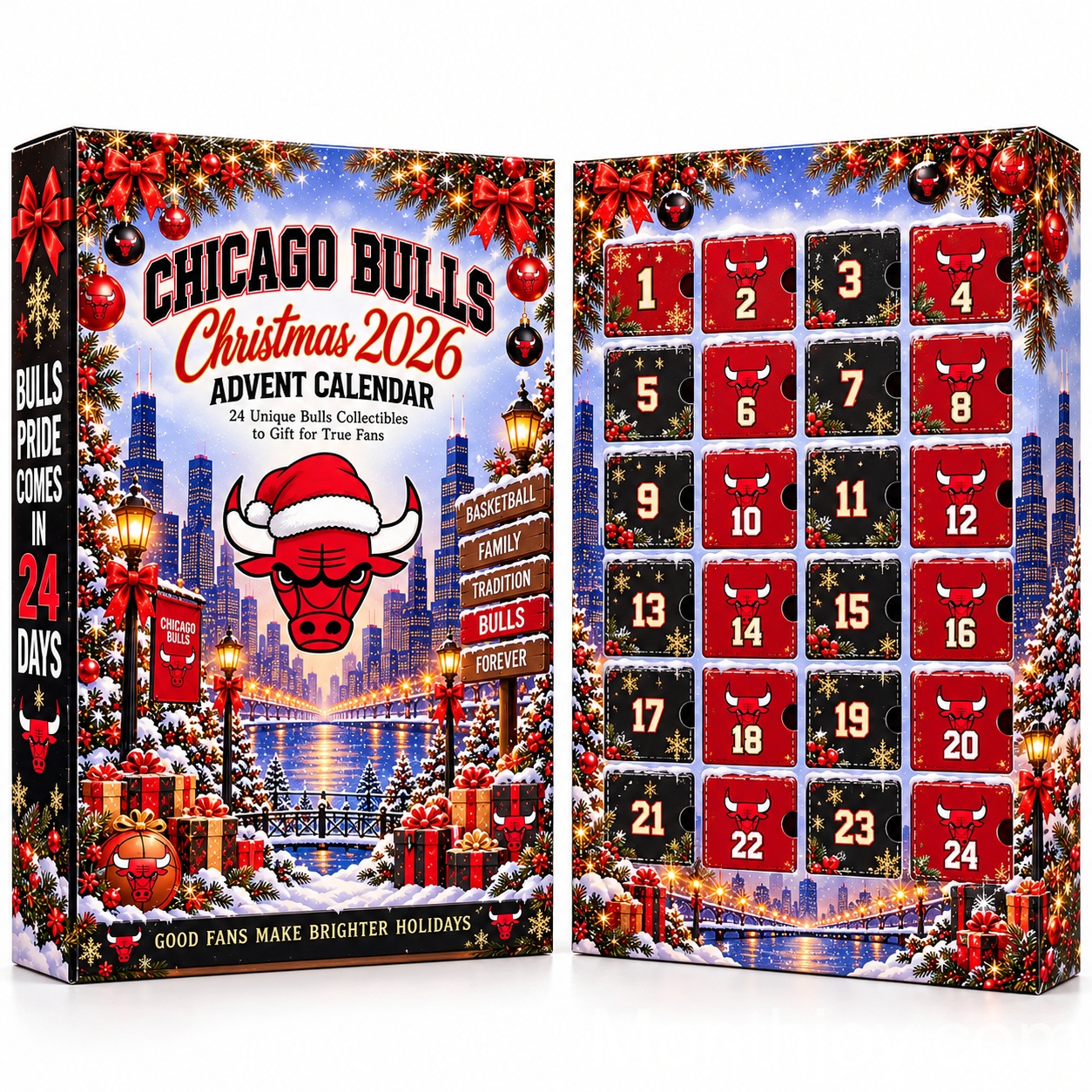 Chicago Bulls Christmas 2026 Advent Calendar - numbered collectible lineup
