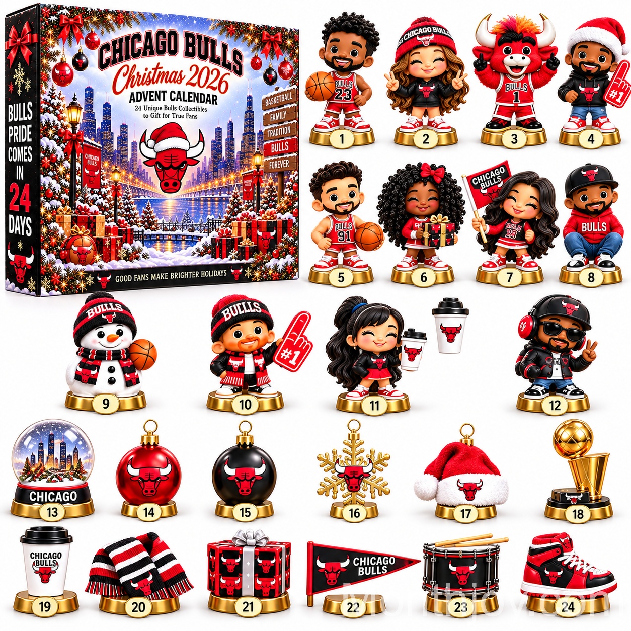 Chicago Bulls Christmas 2026 Advent Calendar - front box artwork