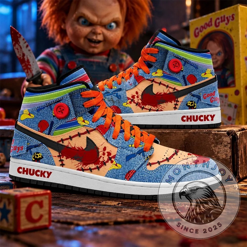 Chucky Good Guys Horror Movie High Top Sneakers - front and side pair view