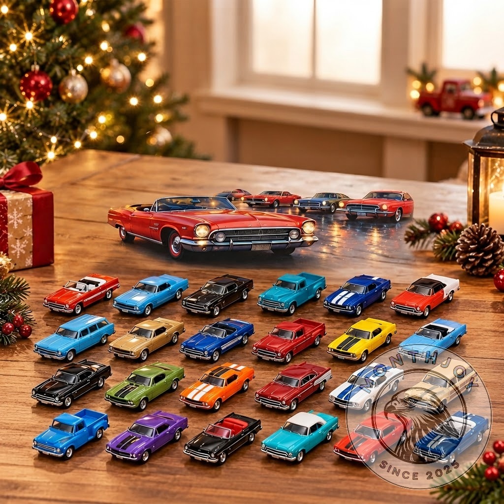 Classic American Cars 24 Days Die-Cast Cars Advent Calendar - colorful car collection display