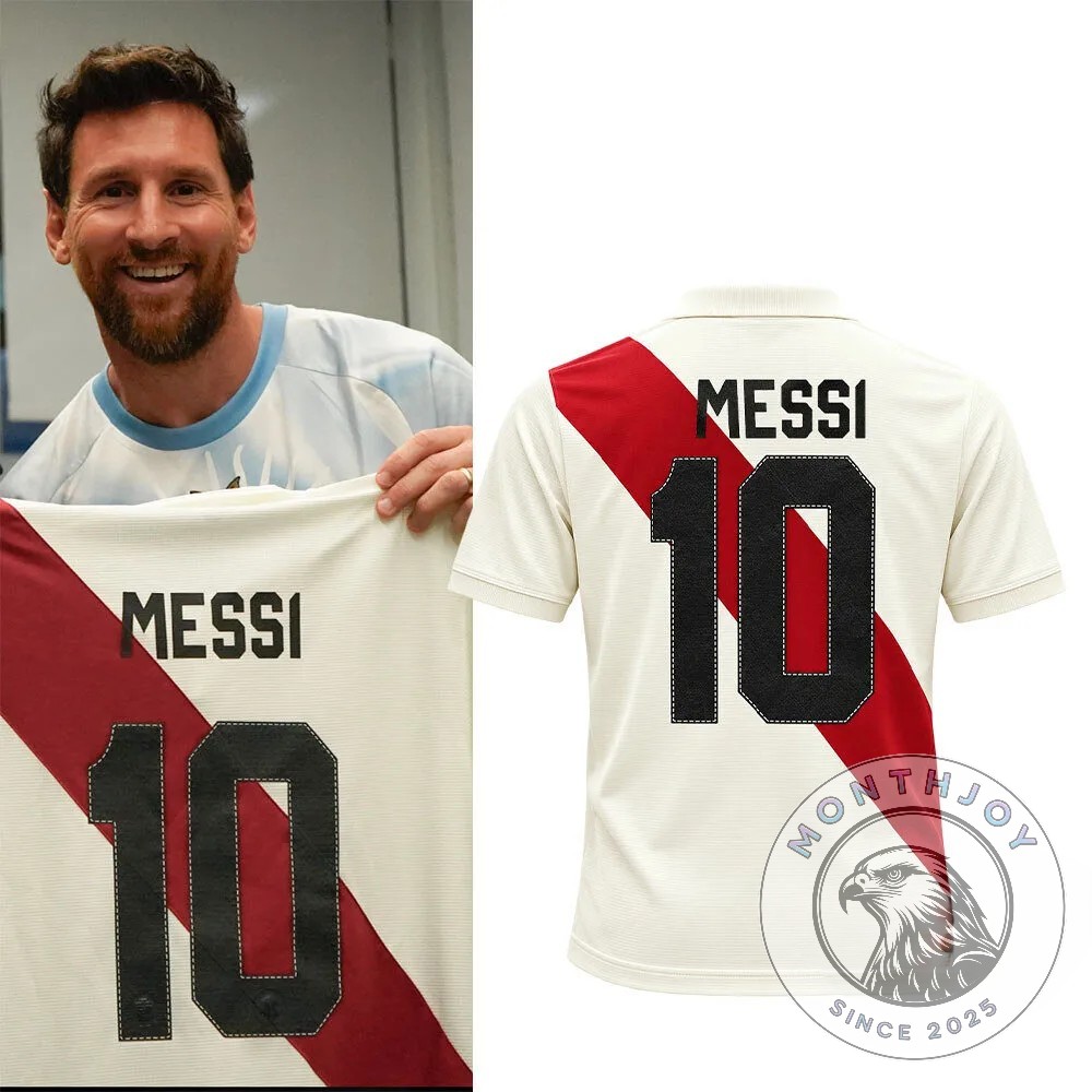 Club Atlético River Plate Lionel Messi Number 10 Soccer Jersey - front and back design display