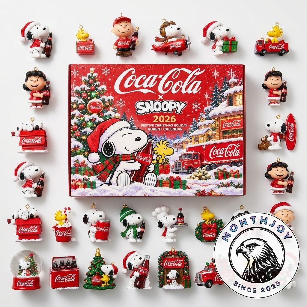 Coca-Cola x Snoopy 2026 Festive Christmas Holiday Advent Calendar - side panel with Snoopy