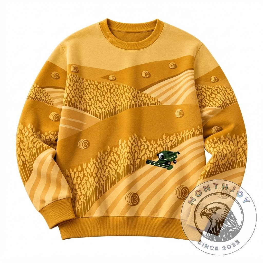 Combine Harvester Wheat Field Landscape Crewneck Sweatshirt - photo 3