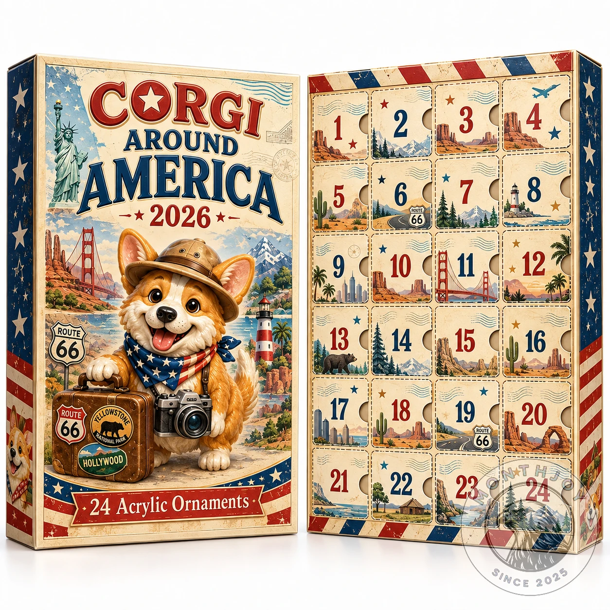 Corgi Around America 2026 Advent Calendar - Side View