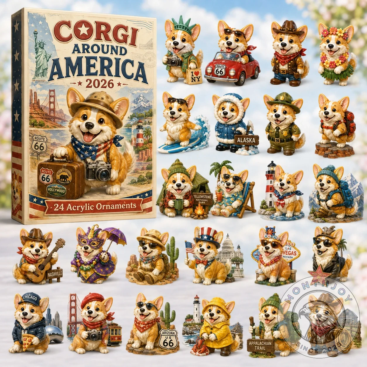 Corgi Around America 2026 Advent Calendar - Full Design