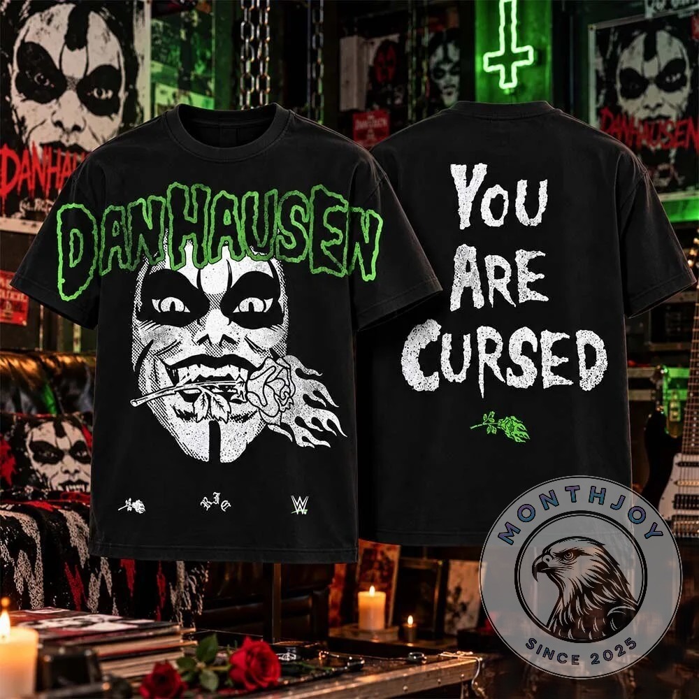 Danhausen Burning Rose You Are Cursed T-Shirt - front and back views