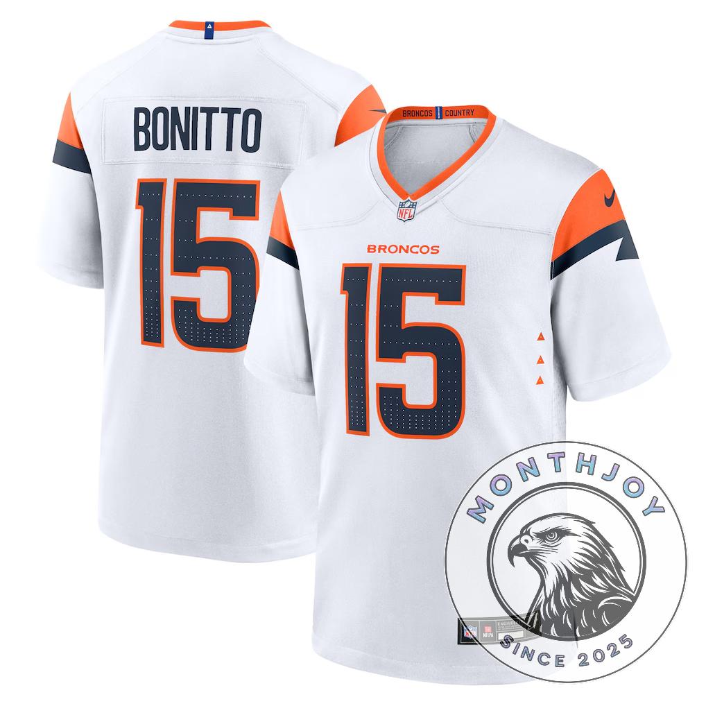 Nike Nik Bonitto White Denver Broncos Game Jersey - Front View
