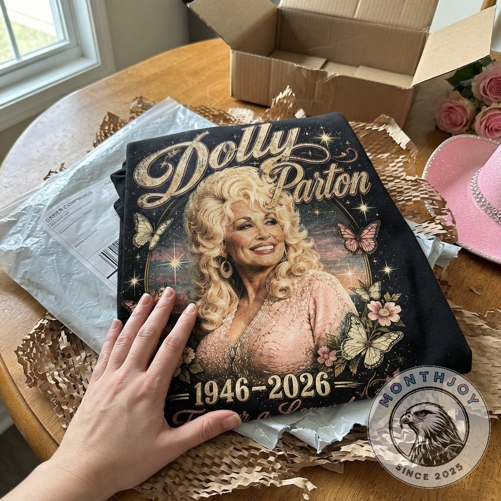 Dolly Parton 1946-2026 Legend Tribute Vintage T-Shirt - close-up of upper left design