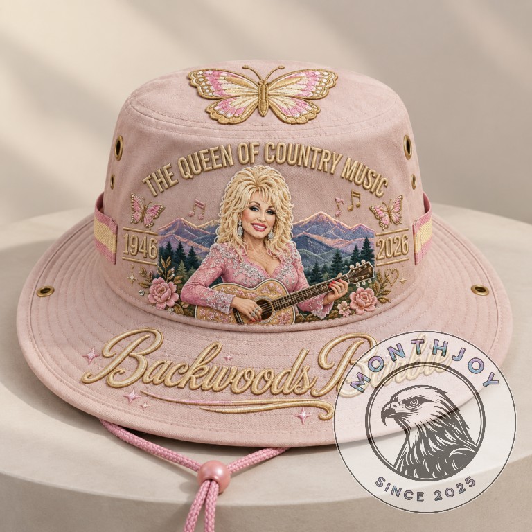 Dolly Parton 80th Birthday 2026 Queen of Country Music Boonie Hat - front embroidered view