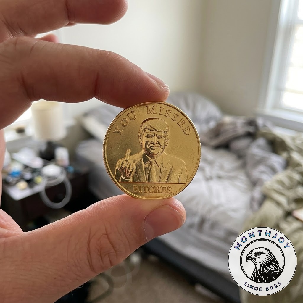 Donald Trump You Missed Bitches Challenge Coin - detailed lettering and ridged edge