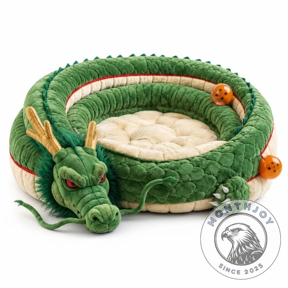 Dragon Ball Z Shenron Dragon Pet Bed with Dragon Balls - corgi sleeping near a gray sofa