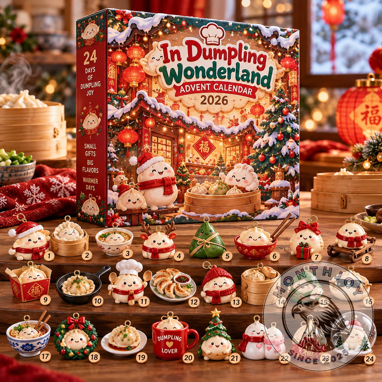 Dumpling Wonderland 2026 Christmas 24-Day Advent Calendar - front box with numbered dumpling figures