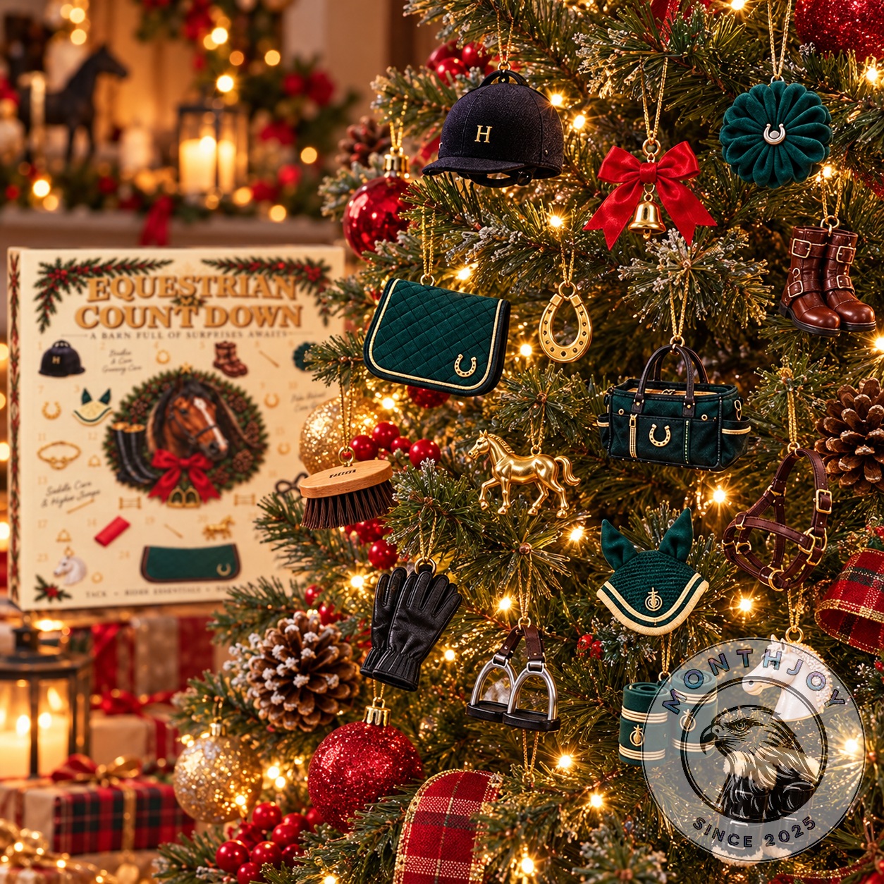 Equestrian Horse Tack and Rider Essentials Advent Calendar 2026 - displayed with miniature tack accessories