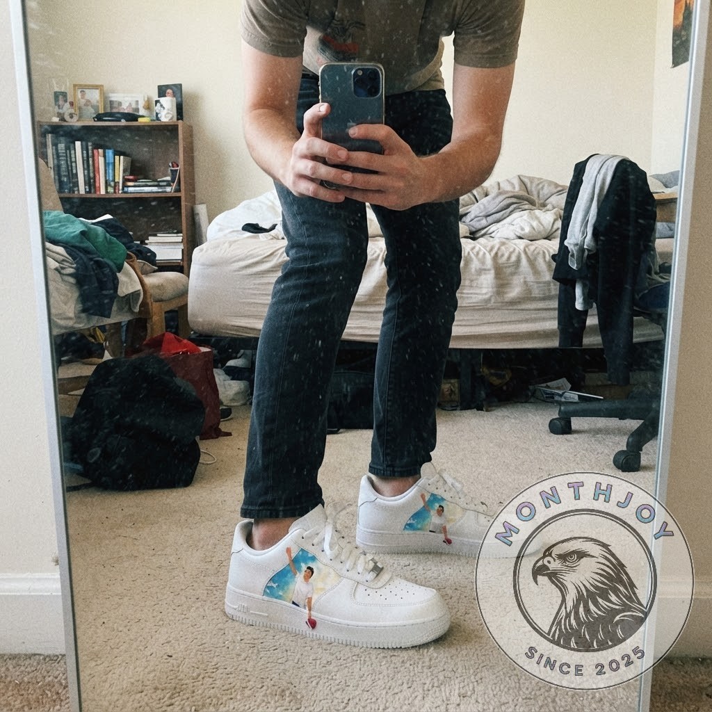 Erika Kirk’s Husband Charlie Kirk AF1 Shoes - close-up of printed side panel
