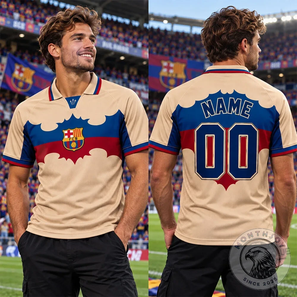 FC Barcelona x Nocta Batman Beige Vintage Polo Jersey | MonthJoy