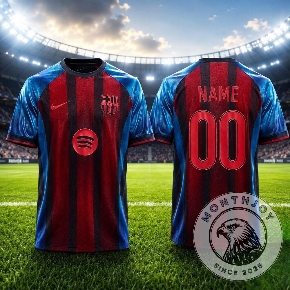 FC Barcelona Custom Name Number Soccer Jersey - Front View