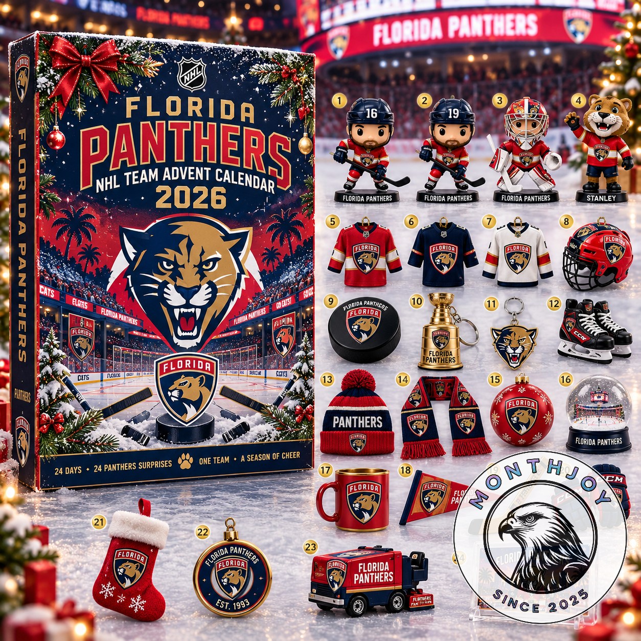 Florida Panthers 2026 NHL Team Advent Calendar - front box with numbered hockey surprises