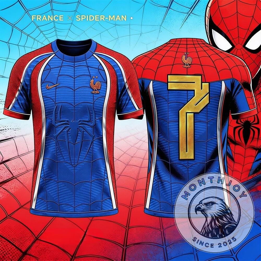 Nike x Marvel France Spider Man Soccer Jersey 2026 - Front View