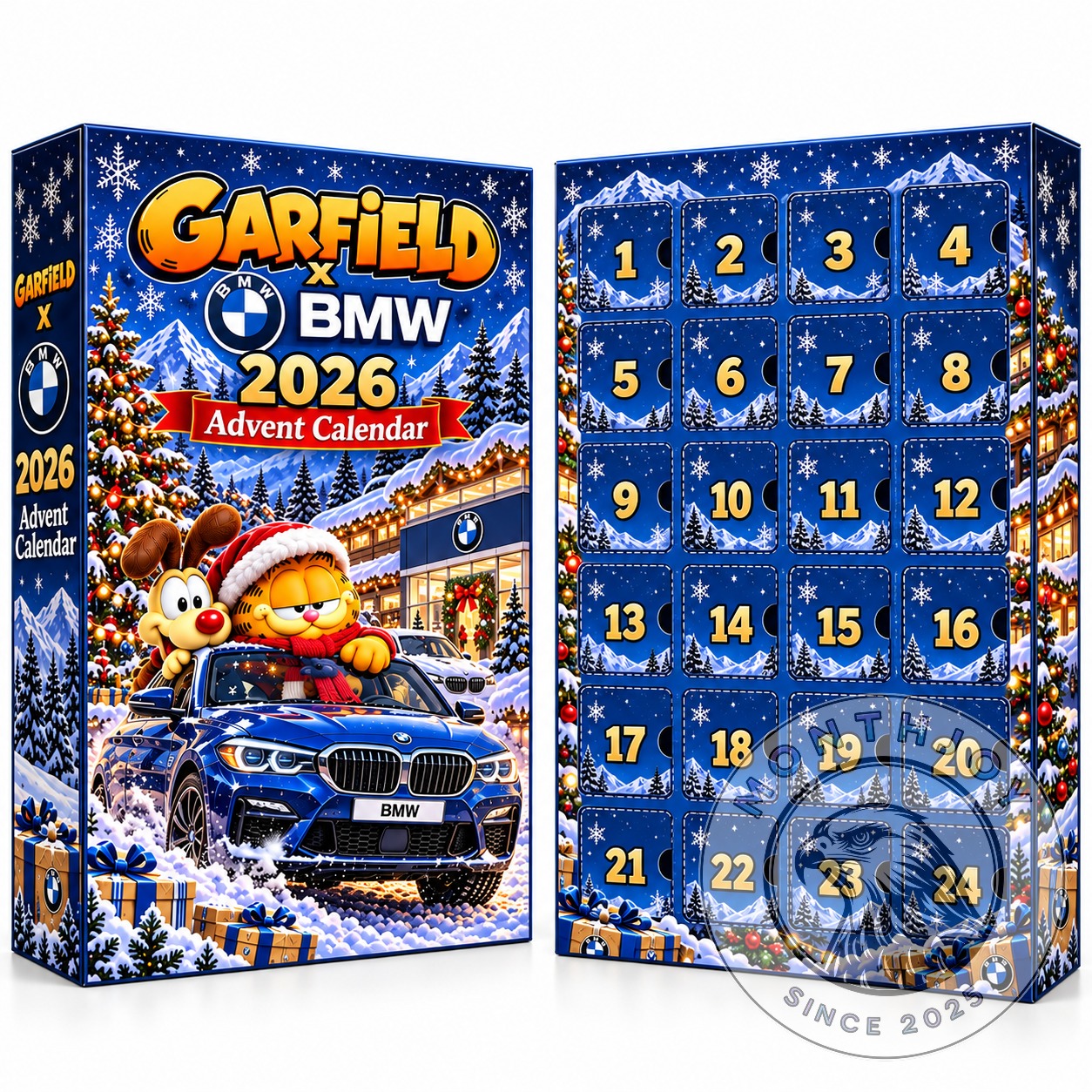 Garfield x BMW 2026 Advent Calendar - numbered Garfield and BMW character designs