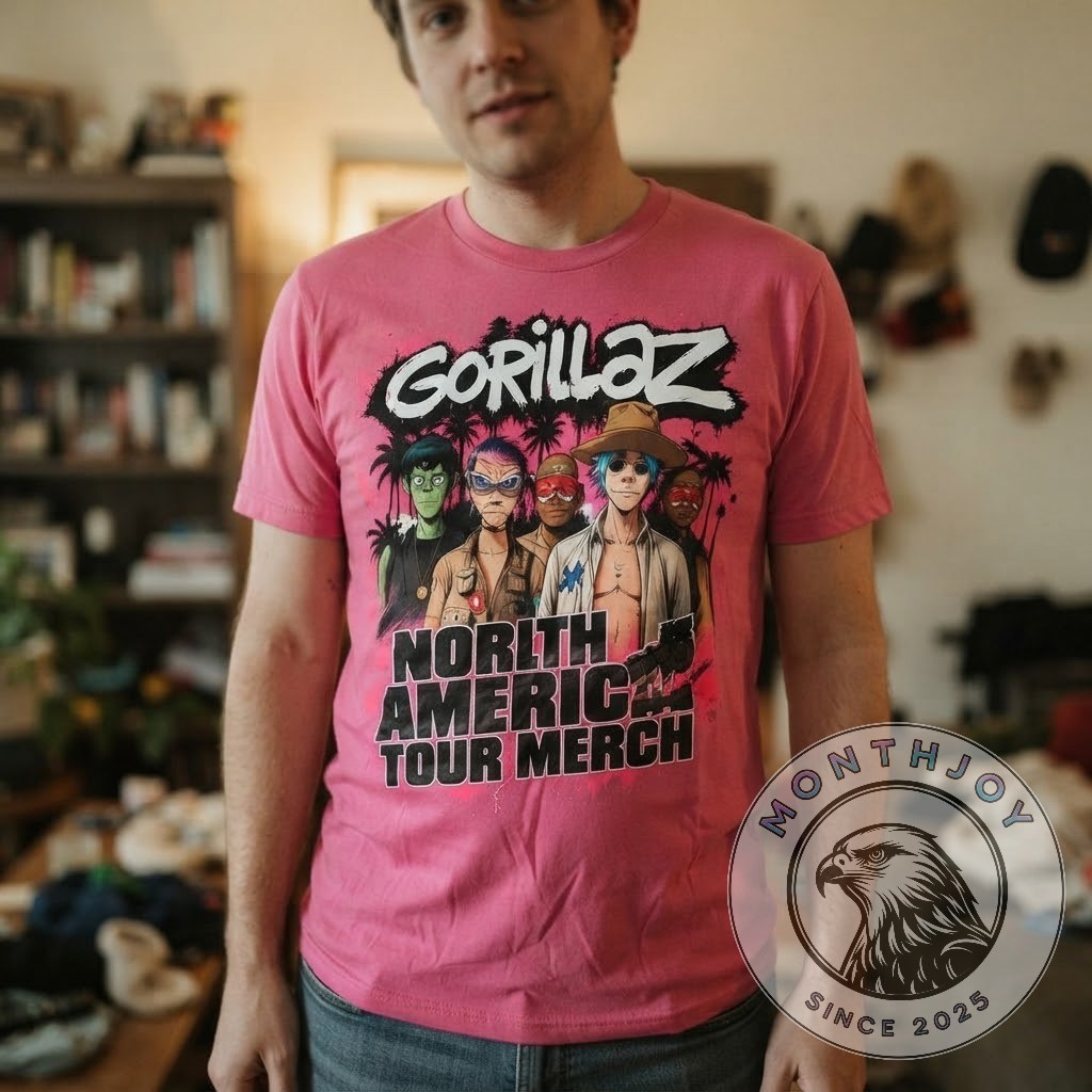 Gorillaz The North American Mountain Tour 2026 Pink T-Shirt - photo 2