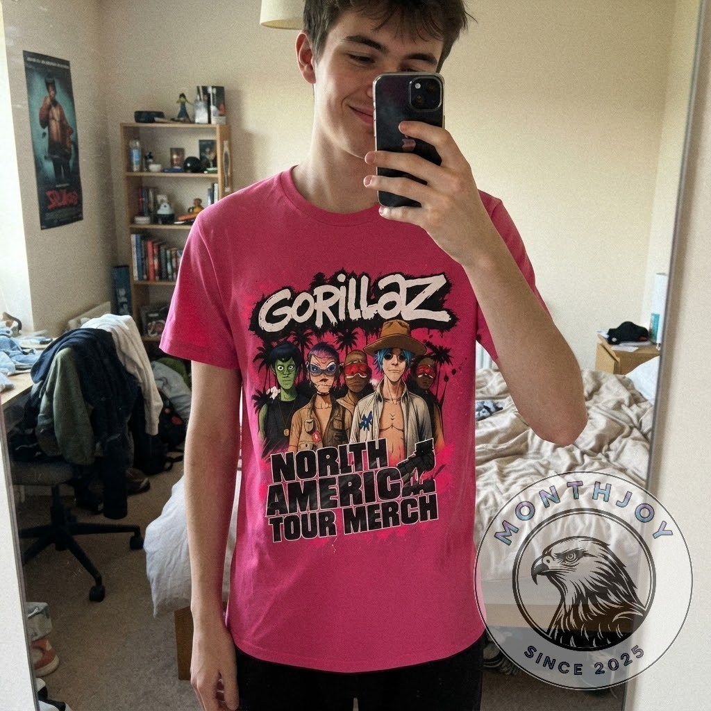 Gorillaz The North American Mountain Tour 2026 Pink T-Shirt - photo 3