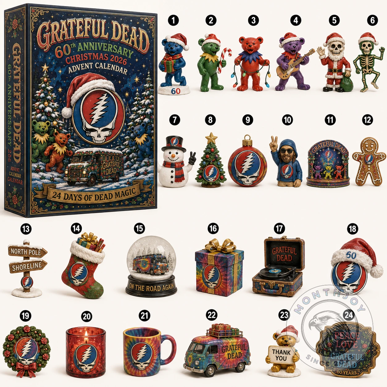 Grateful Dead 60th Anniversary Christmas 2026 Advent Calendar - Design Detail
