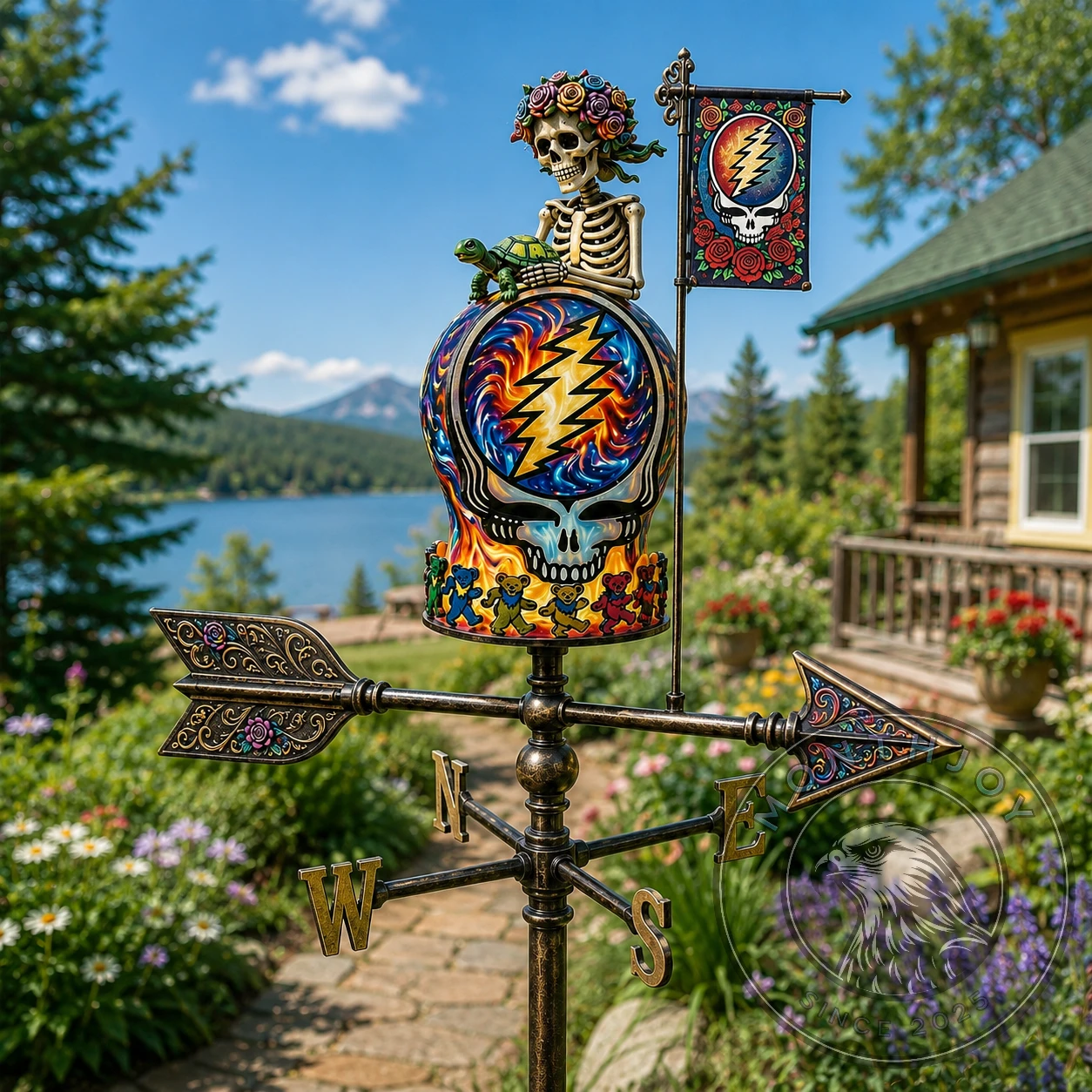 Grateful Dead Steal Your Face Dancing Bears Weathervane - Detail View