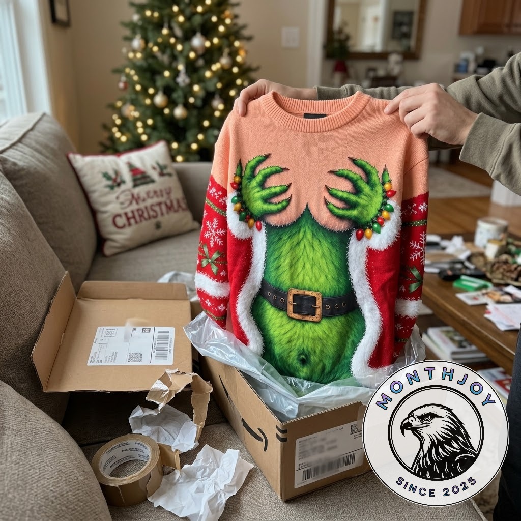 Grinch-Inspired Naughty Boobs Christmas Ugly Sweater - photo 3