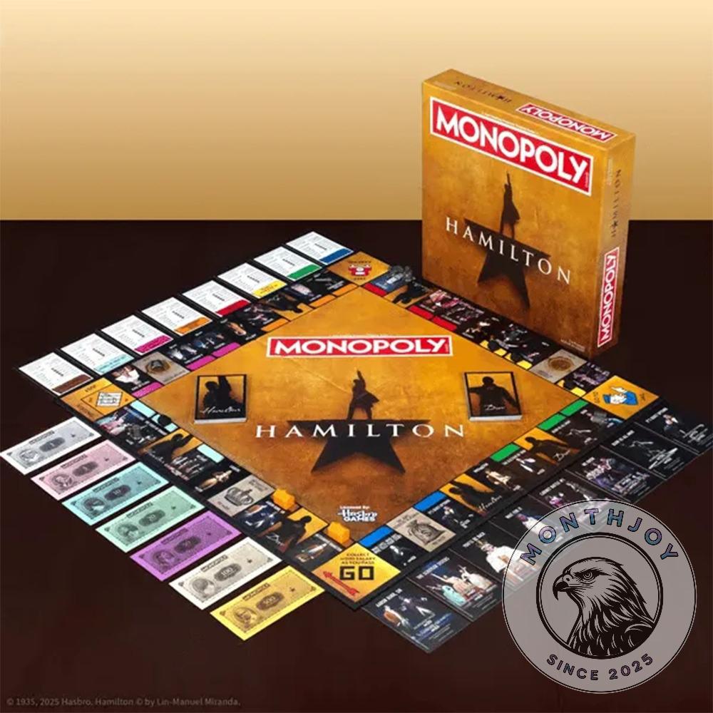 Hamilton Anniversary Special Edition Monopoly Board Game - top-left section with game money
