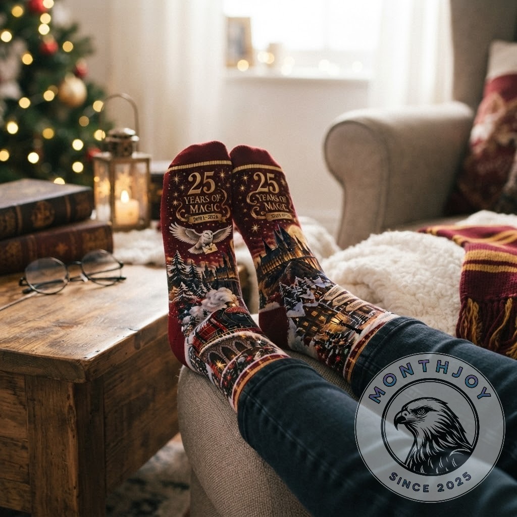 Harry Potter 25 Years of Magic Crew Socks 2026 - Hogwarts Express and owl details