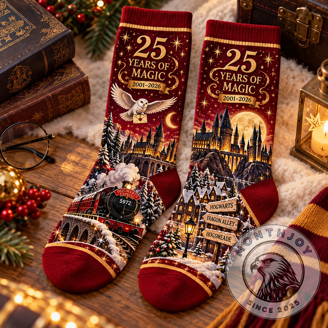Harry Potter 25 Years of Magic Crew Socks 2026 - paired front view