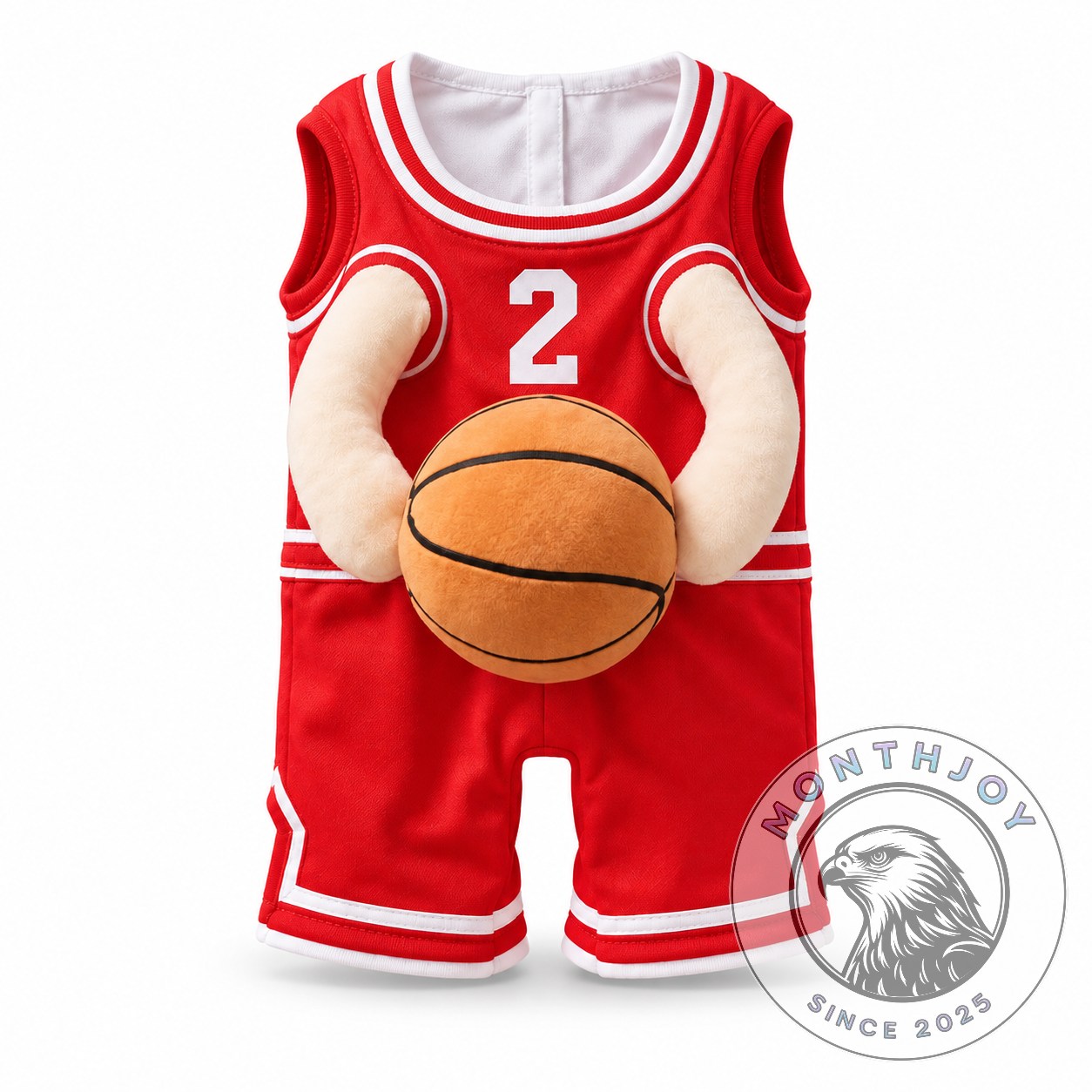 Hoop Hound Basketball Player Dog Costume - front view with number 2 and basketball