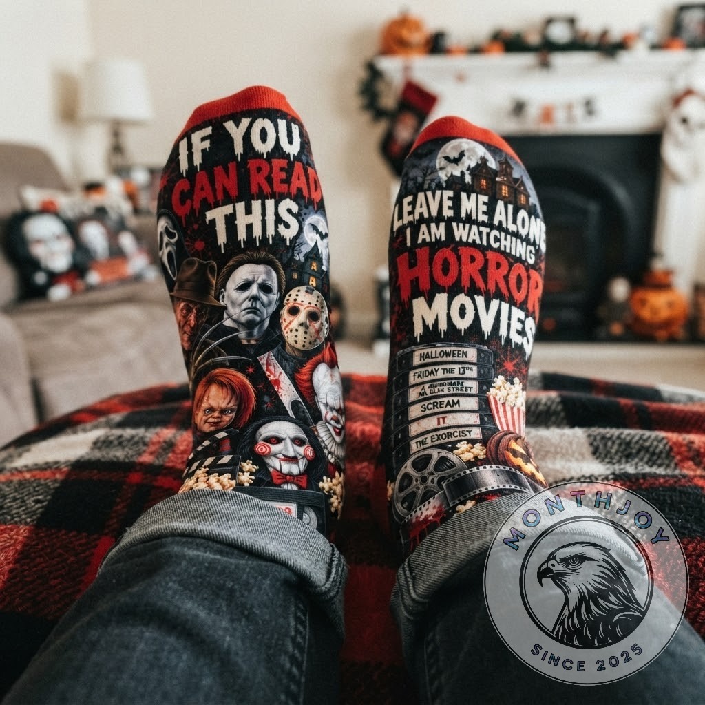 Horror Movies If You Can Read This Leave Me Alone Crew Socks 2026 - movie title panel