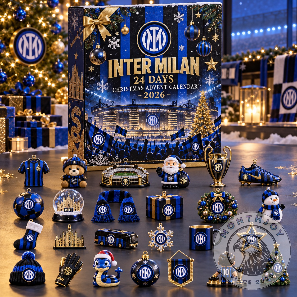 Inter Milan 24 Days Christmas Advent Calendar 2026 - front view with festive decorations
